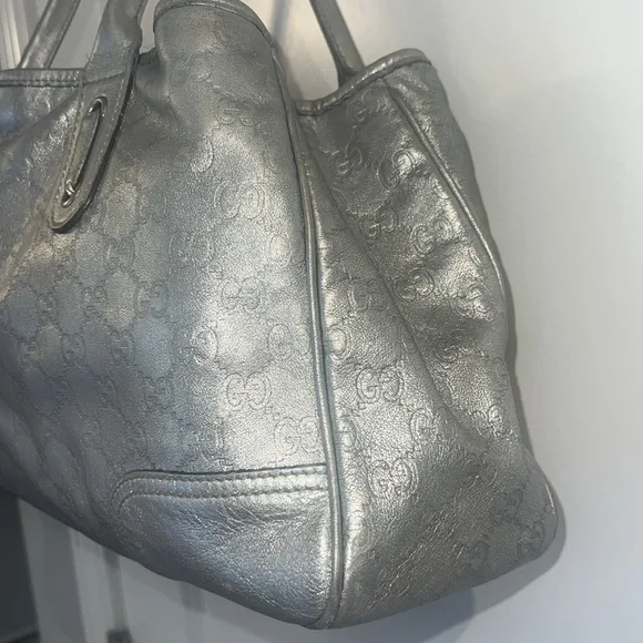 Authentic Gucci Purse Guccissima Leather Metallic Silver - Picture 4 of 13